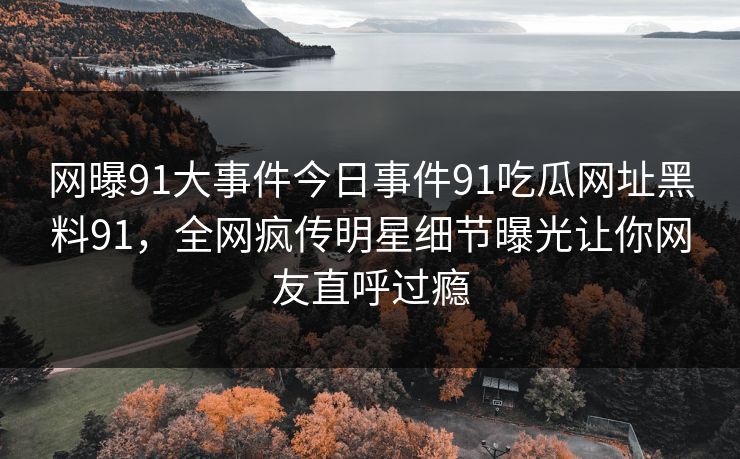 网曝91大事件今日事件91吃瓜网址黑料91，全网疯传明星细节曝光让你网友直呼过瘾