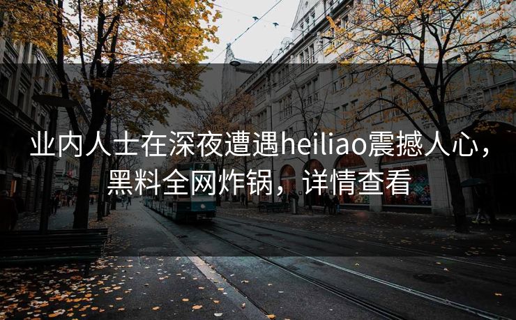 业内人士在深夜遭遇heiliao震撼人心，黑料全网炸锅，详情查看
