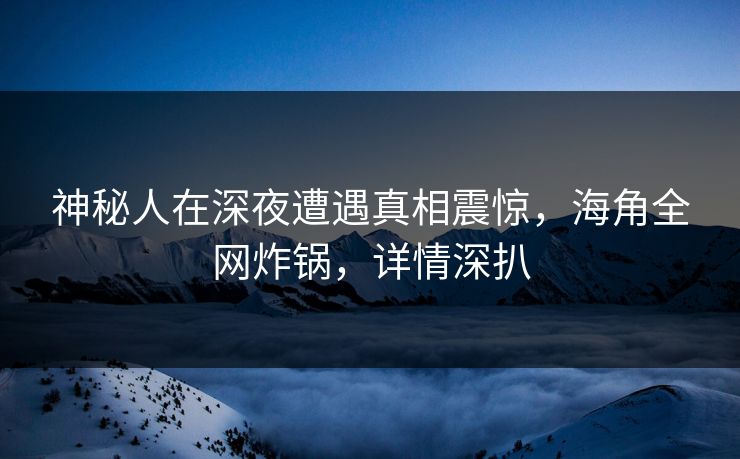 神秘人在深夜遭遇真相震惊，海角全网炸锅，详情深扒