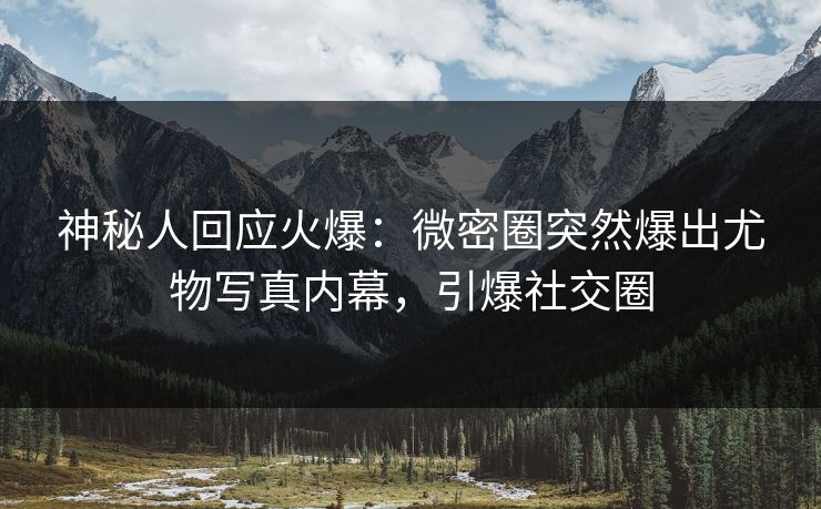 神秘人回应火爆：微密圈突然爆出尤物写真内幕，引爆社交圈
