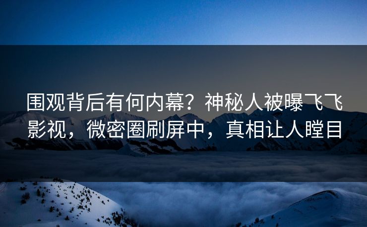 围观背后有何内幕？神秘人被曝飞飞影视，微密圈刷屏中，真相让人瞠目