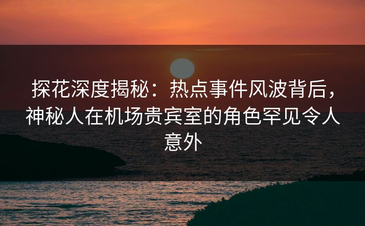 探花深度揭秘：热点事件风波背后，神秘人在机场贵宾室的角色罕见令人意外