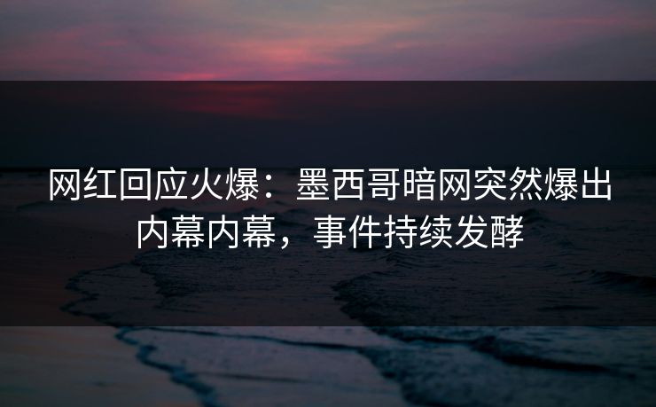 网红回应火爆：墨西哥暗网突然爆出内幕内幕，事件持续发酵